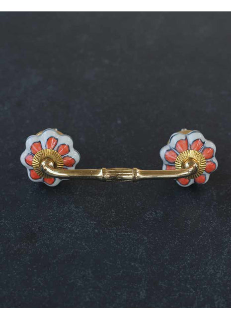 Well Designed White Dresser Cabinet Pull With Orange Flower