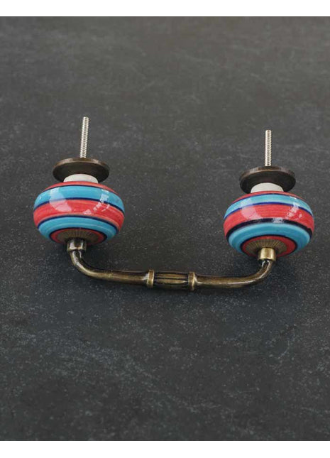 Blue And Red Spiral Hand Painted Cabinet Pull