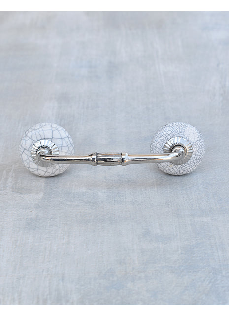 White Crackle Round Ceramic Dresser Cabinet Pull