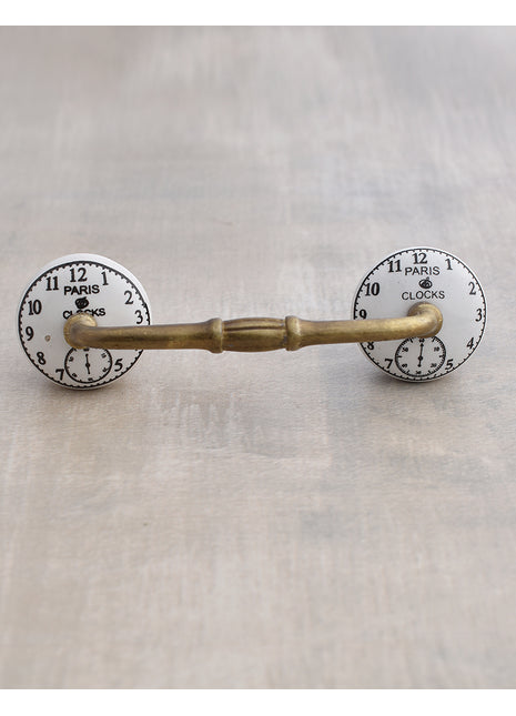 White Clock Ceramic Dresser Cabinet Pull