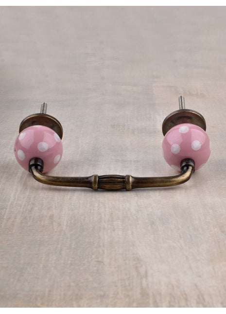 Antique Pink Cabinet Pull With White Polka-Dots (Small)
