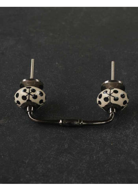 Black Print On White Ceramic Kitchen Cabinet Pull