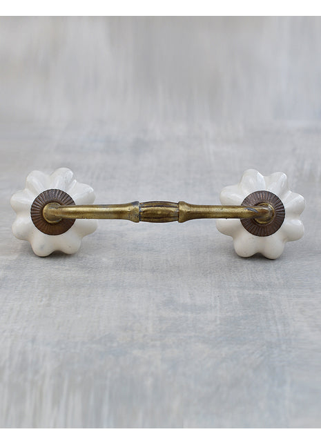 Cream Color Handmade Flower Shaped Ceramic Drawer Pull