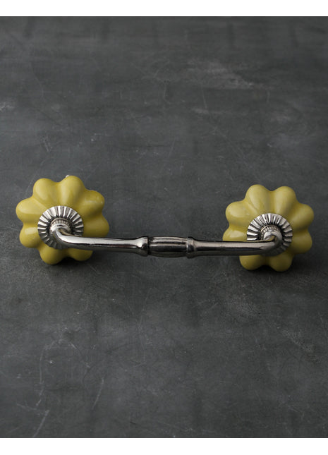 Solid Yellow Handmade Flower Shape Ceramic Cabinet Pull