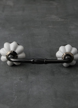 Solid White Flower Shaped Dresser Cabinet Pull 5 Inch / Brass Antique Solid White Flower Shaped Dresser Cabinet Pull 5 Inch / Brass Antique