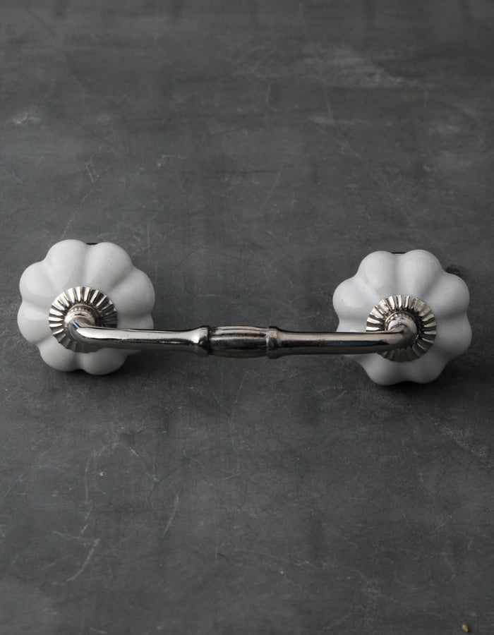 Solid White Flower Shaped Dresser Cabinet Pull 5 inch / Brass Solid White Flower Shaped Dresser Cabinet Pull 5 inch / Brass