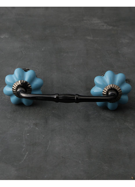 Turquoise Handmade Flower Shaped Ceramic Wardrobe Pull