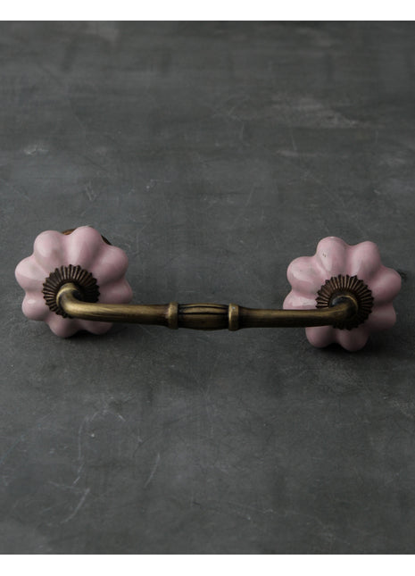 Solid Pink Flower Shape Ceramic Cabinet Pull