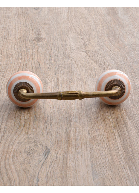 Stylish White Ceramic Cabinet Pull With Orange Spiral