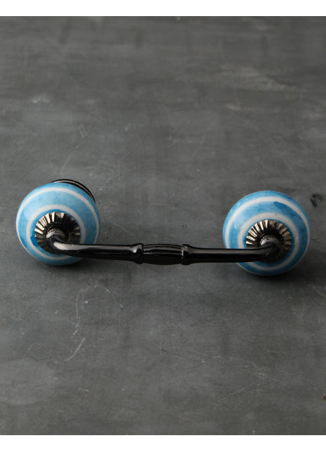 Turquoise And White Spiral Hand Painted Cabinet Pull