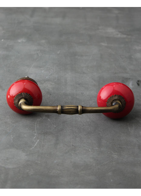 Solid Red Round Ceramic Dresser Cabiner Pull