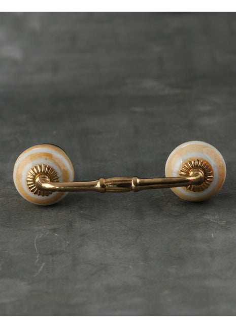 Stylish White Ceramic Cabinet Pull With Yellow Spiral