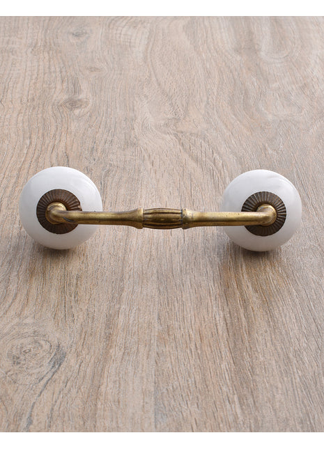 Round Solid White Ceramic Dresser Cabinet Pull