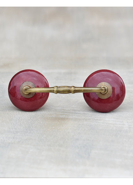 Round Solid Maroon Ceramic Drawer Cabinet Pull