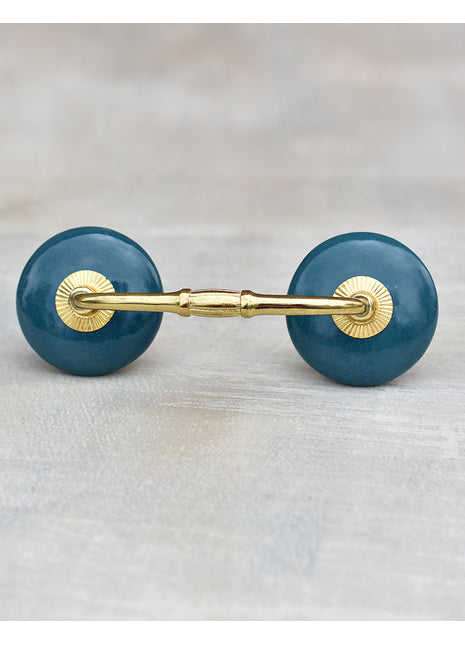 Solid Round Dark Green Ceramic Dresser Cabinet Pull