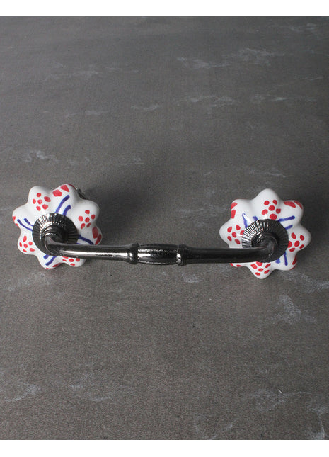 Multicolor White Base Handpainted Ceramic Drawer Cabinet Pull