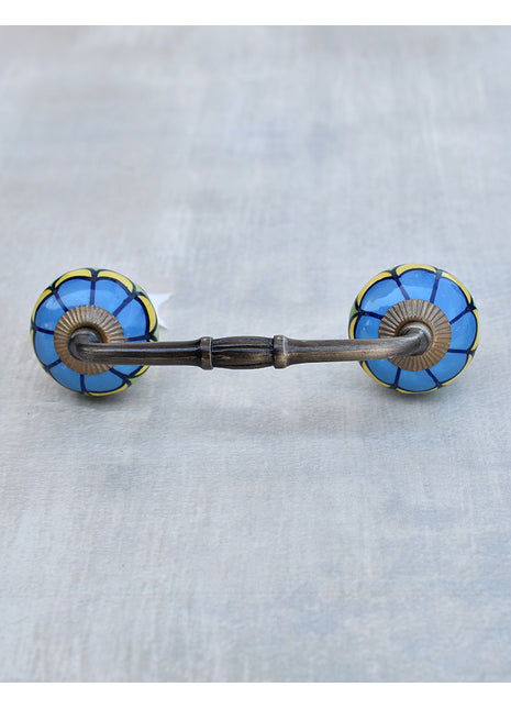 Turquoise And Green Floral Ceramic Bathroom Cabinet Pull