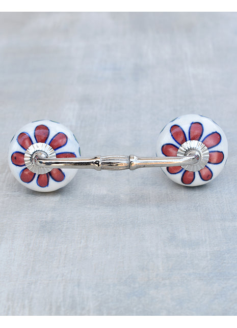 Well Designed White Drawer Cabinet Pull With Flower Print