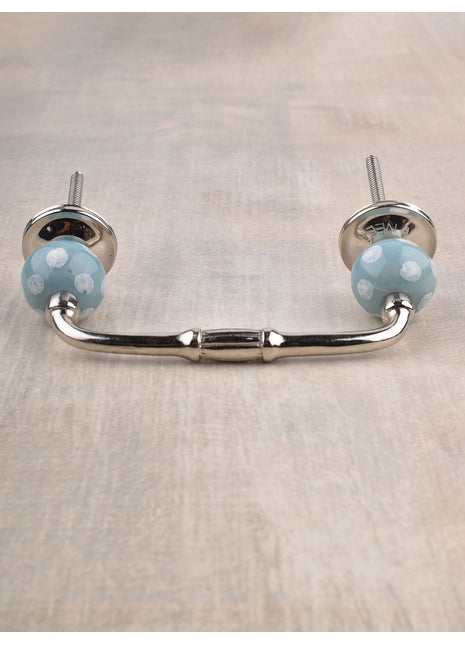 Turquoise Round Cabinet Pull With White Polka Dots