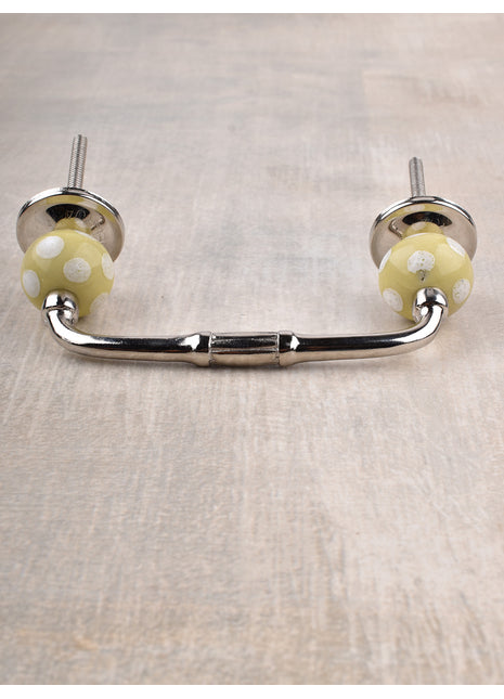 Lime Yellow Drawer Cabinet Pull With White Polka Dots