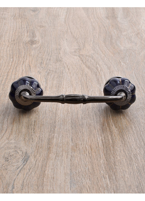Elegant Blue Kitchen Cabinet Pull With Golden Design