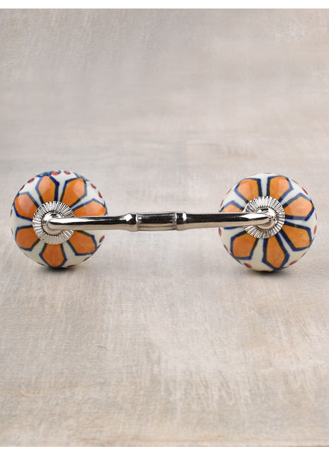 Well Designed White Base Wardrobe Cabinet Pull With Yellow Flower