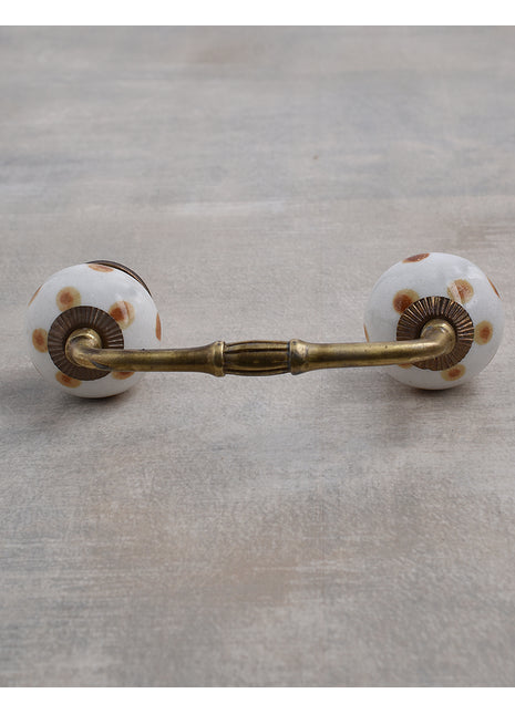 Brown Polka Dots on White Base Ceramic Cabinet Pull