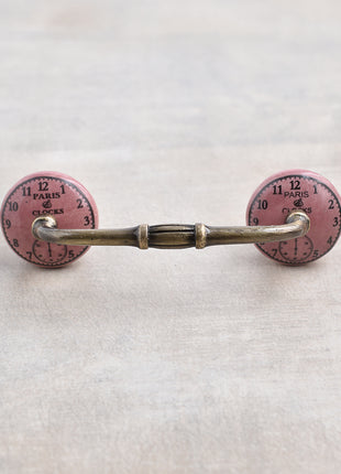 Pink Clock Ceramic Kitchen Cabinet Pull