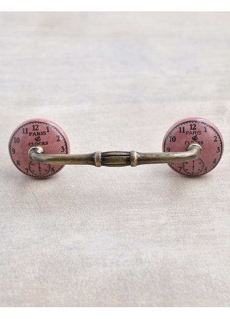 Pink Clock Ceramic Kitchen Cabinet Pull