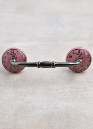 Pink Clock Ceramic Kitchen Cabinet Pull