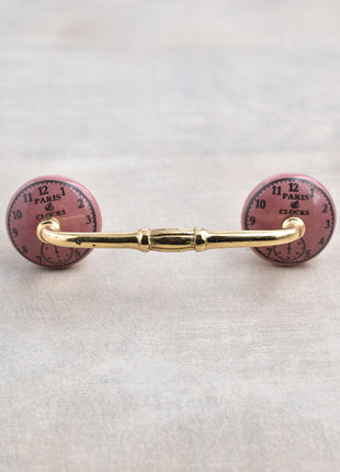 Pink Clock Ceramic Kitchen Cabinet Pull