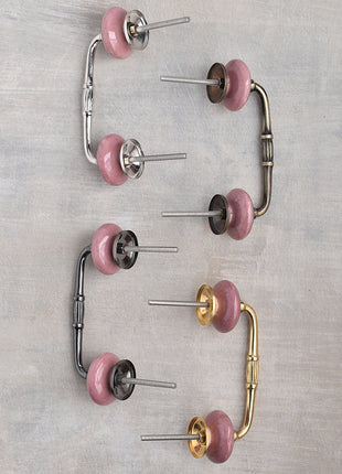 Pink Clock Ceramic Kitchen Cabinet Pull