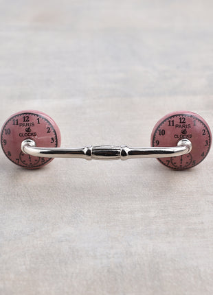Pink Clock Ceramic Kitchen Cabinet Pull