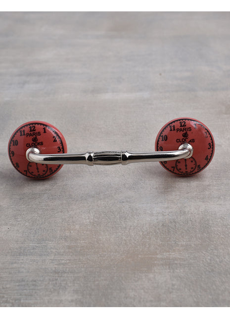 Solid Round Dark Pink Ceramic Clock Drawer Pull
