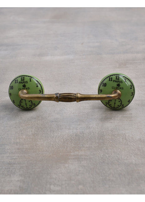 Lime Green Clock Ceramic Wardrobe Cabinet Pull