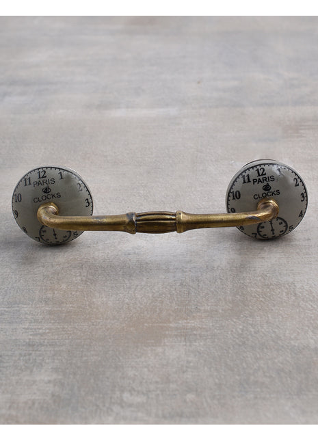 Round Light Grey Clock Ceramic Dresser Cabinet Pull