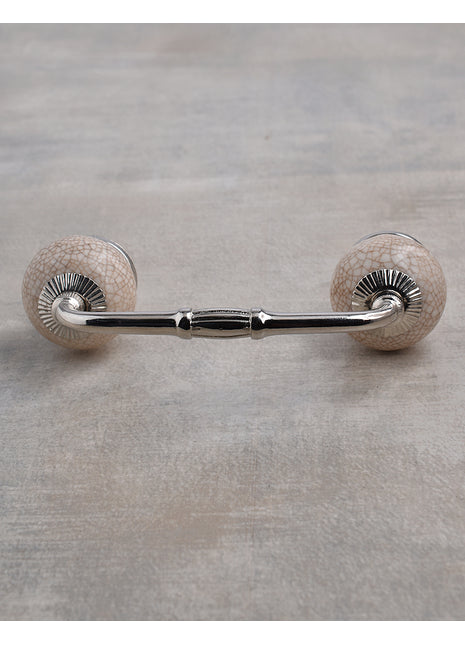Cream Cracked Round Ceramic Dresser Cabinet Pull