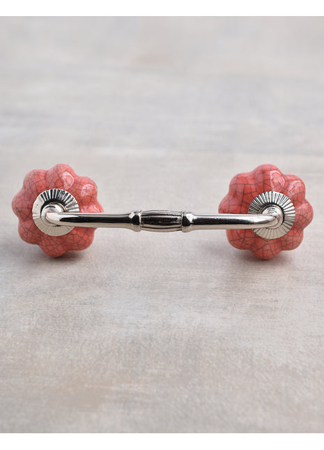 Salmon Cracked Flower Shaped Ceramic Wardrobe Cabinet Pull