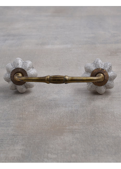 Antique Round Crackle White Ceramic Drawer Pull