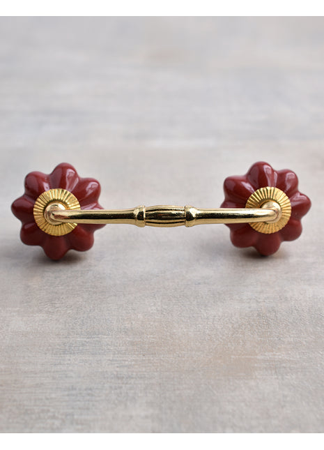 Stylish Dark Red Handpainted Ceramic Drawer Pull