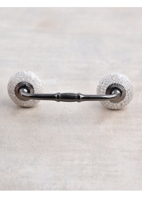 Cream Cracked Round Ceramic Dresser Cabinet Pull