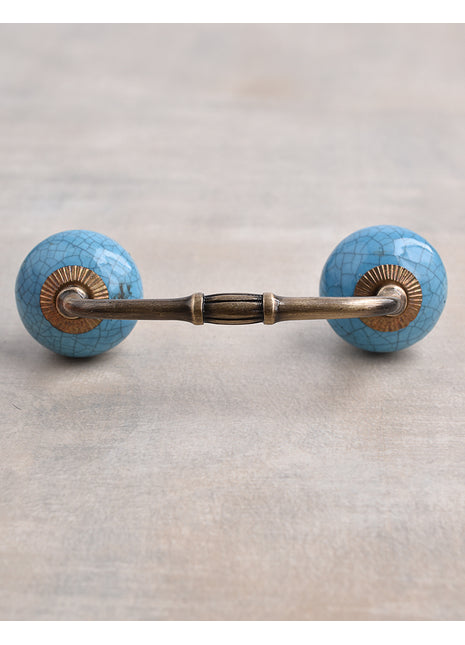 Turquoise Cracked Round Ceramic Cabinet Pull