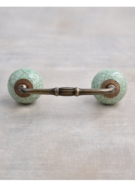 Crackle Round Aquamarine Ceramic Cabinet Pull