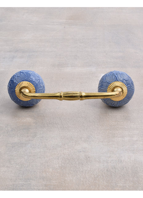 Handmade Purple Ceramic Dresser Pull With Embossed Design
