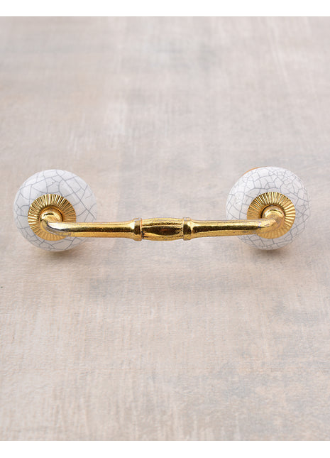 Cracked Round White Ceramic Cabinet Pull
