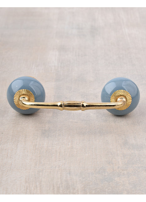Round Steel Gray Color Ceramic Drawer Cabinet Pull