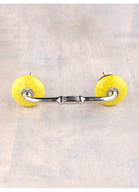 Yellow Cracked Round Ceramic Kitchen Cabinet Pull