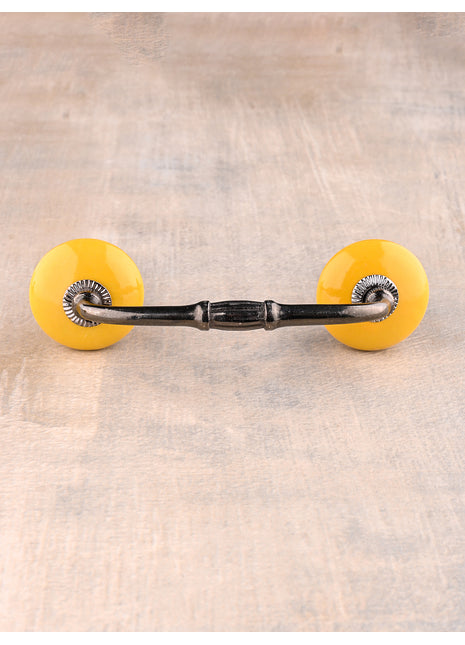 Round Solid Yellow Ceramic Wardrobe Cabinet Pull