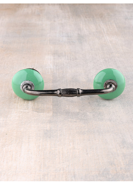 Solid Teal Round Ceramic Kitchen Cabinet Pull
