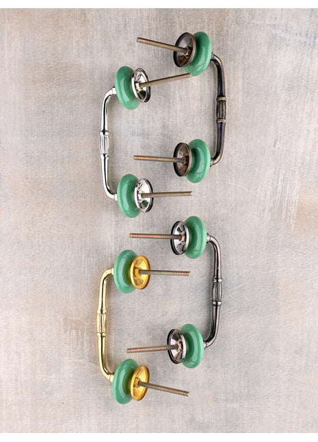 Solid Teal Round Ceramic Kitchen Cabinet Pull